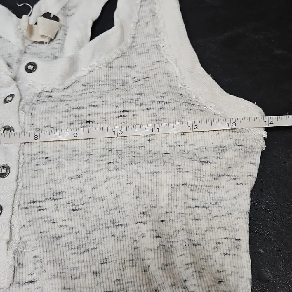 Free People We The Free Gray Timeout Racerback Henley Tank SP Shabby Chic grunge